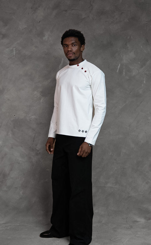 ZEN ASYMMETRICAL WHITE HENLEY