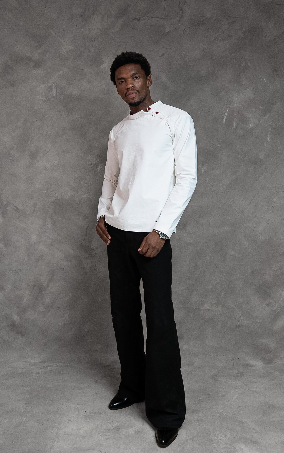 ZEN ASYMMETRICAL WHITE HENLEY
